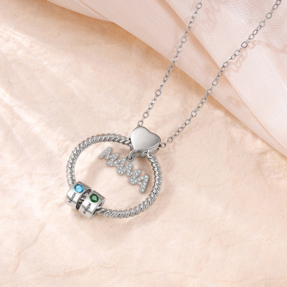 2 Names-Personalized Mom Necklace Set With  Premium Custom Necklace With 2 Birthstones Engraved Names Gift For Mom