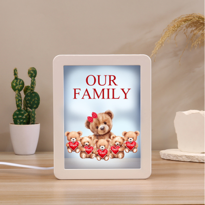 5 Names - Personalized Mum Home Bear Style Custom Text LED Night Light Gift for Mom