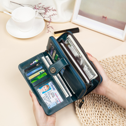 4 Colors Unisex Purse Personalized Leather Wallet Engraving Names Zip Wallet Gifts for Men Women