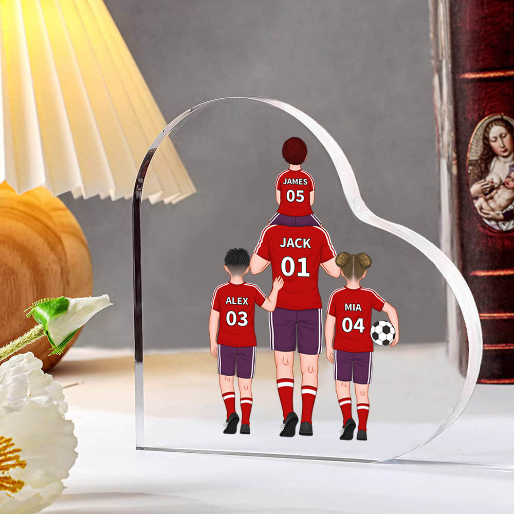 Custom football family Acrylic Heart Keepsake Custom Style Acrylic Plaque Ornaments Gifts For Father's Day