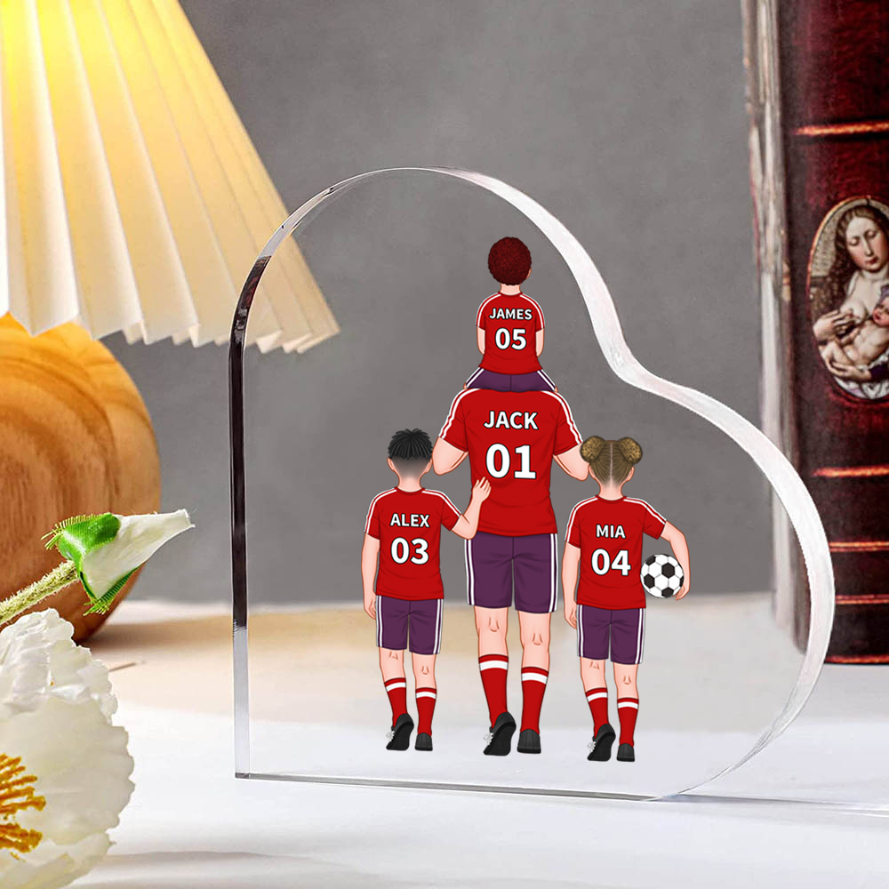 Custom football family Acrylic Heart Keepsake Custom Style Acrylic Plaque Ornaments Gifts For Father's Day