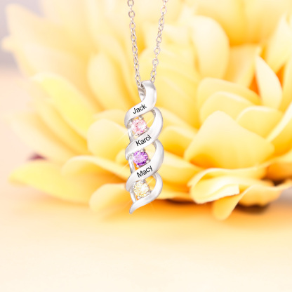 Mother DNA Necklace Personalized Family Necklace Engrave 2 Names & Birthstones Gifts For Her