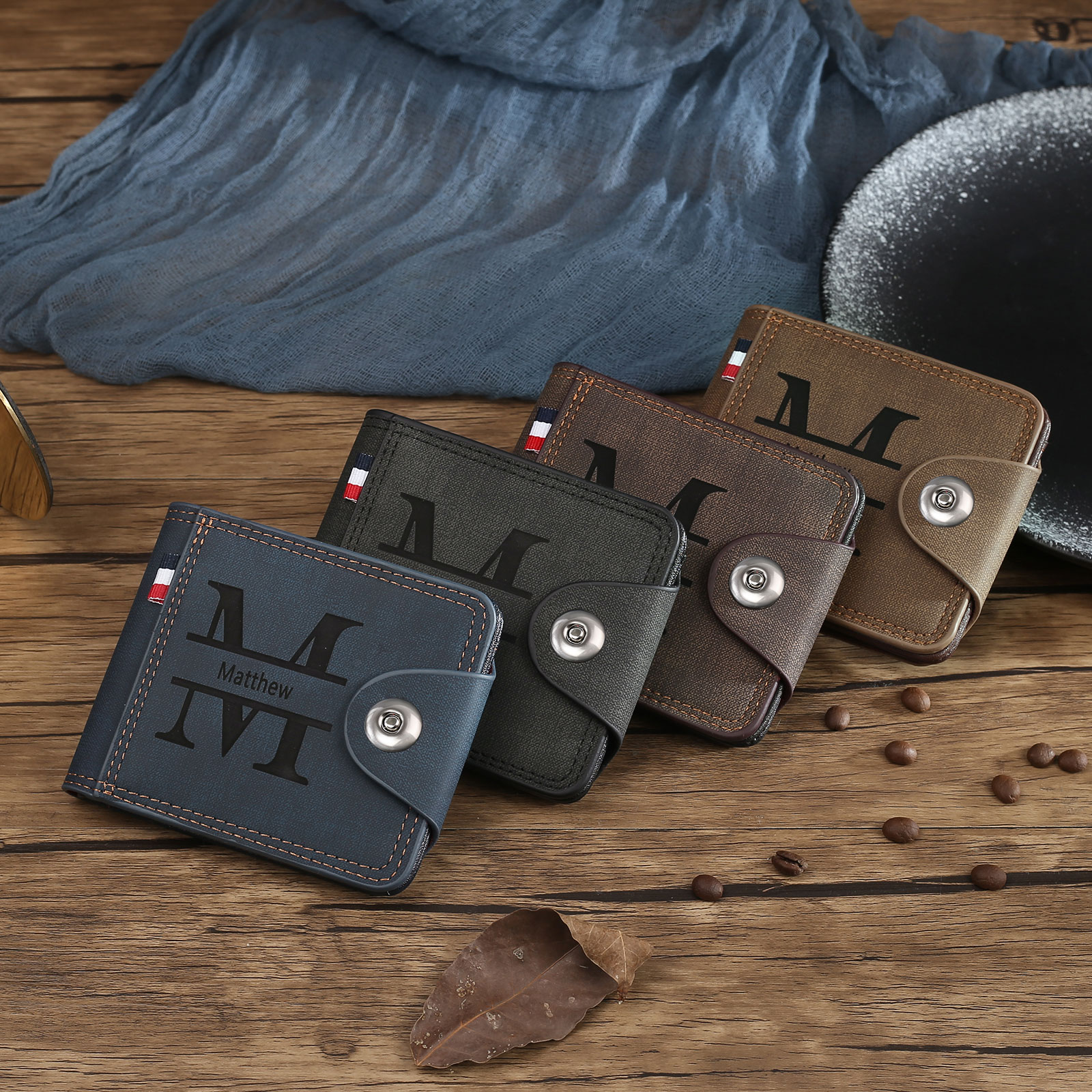 Personalized Name Leather Men's Wallet With Card Slot Engraved Letter & Photo with Gift Box Gift For Him | Jessemade