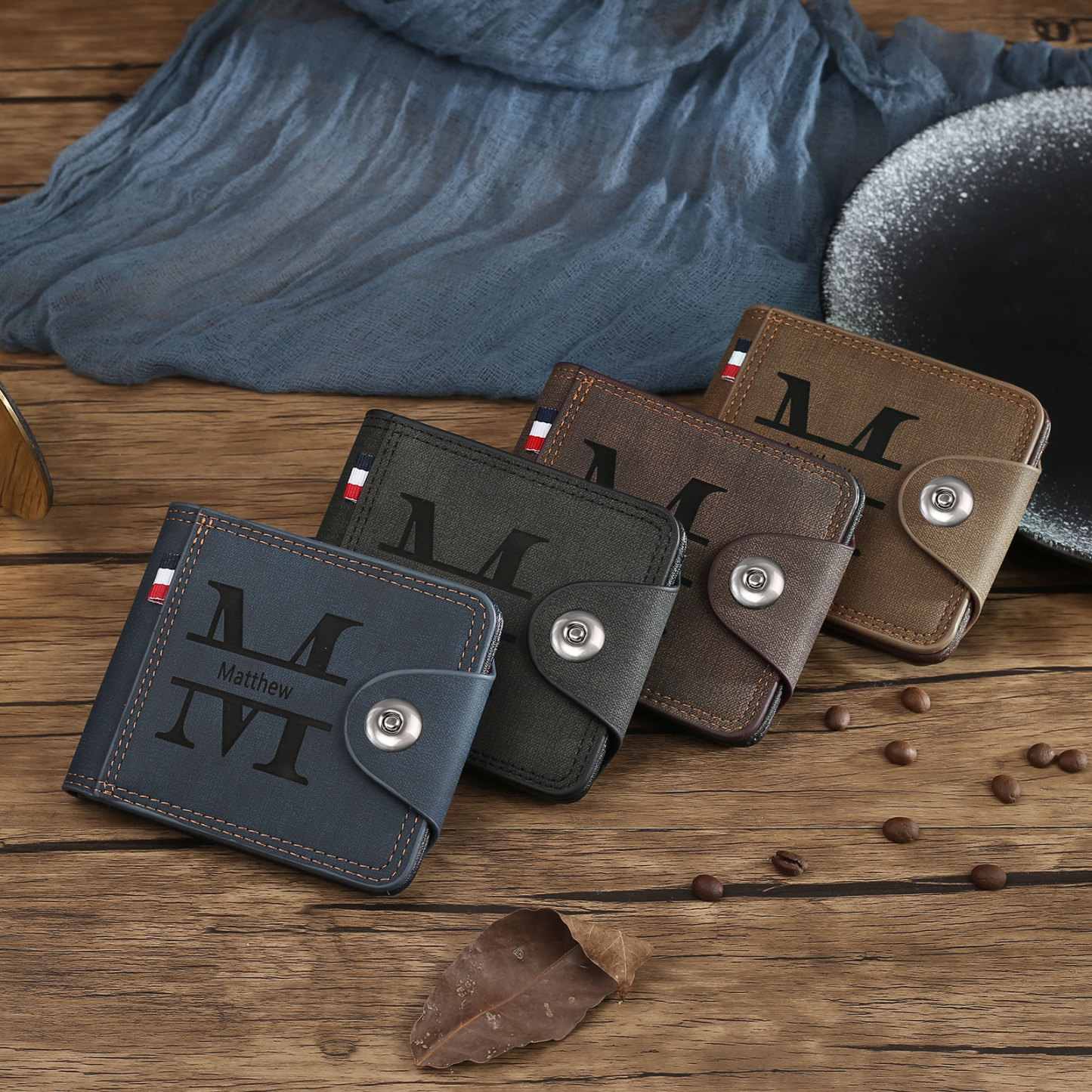 Personalized Name Leather Men's Wallet With Card Slot Engraved Letter & Photo with Gift Box Gift For Him | Jessemade