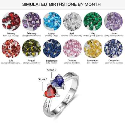 S925 Silver Ring Personalized 2 Birthstones Mothers Ring With Names Gifts For Her