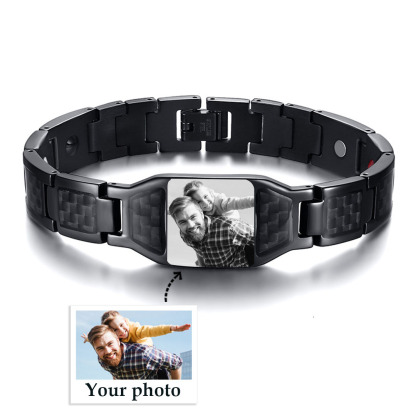Personalized Wristband Bracelet Custom Photo ID Bar Men's Bracelet Bangle Gifts For Him
