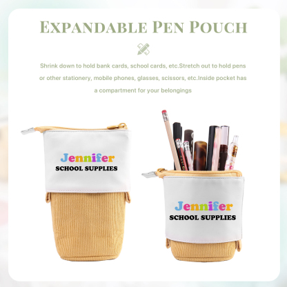 Personalized Pencil Case Custom 2 Text Pen Pouch Back To School Gift for Kids