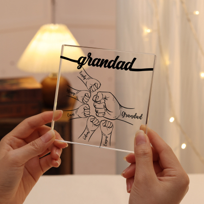 6 Names - Personalized Fist Acrylic  Keepsake Custom Text Acrylic Plaque Ornament Gift for Dad