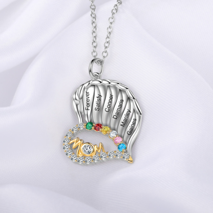 6 Names-Personalized Hearts Necklace Custom Birthstone Necklace Wonderful Gifts for Mom