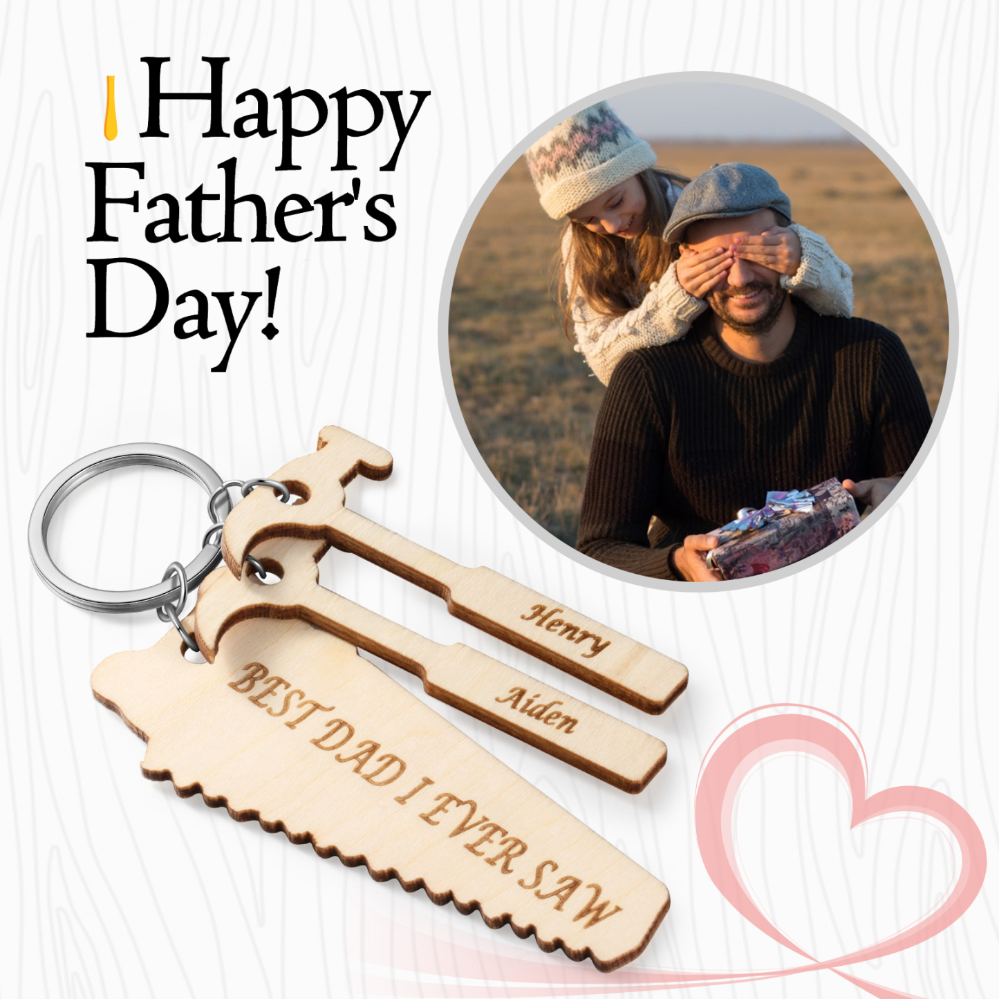 Personalized Keychain Engraved 2 Names Keychain Gifts For Father