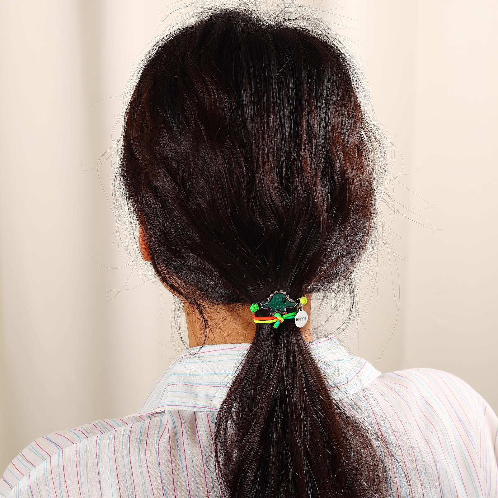 2 Pcs Personalized Name Color Changing Bracelets Cute Cartoon Animal Dinosaur Stretch Bracelet Set Back to School Gift for Girls