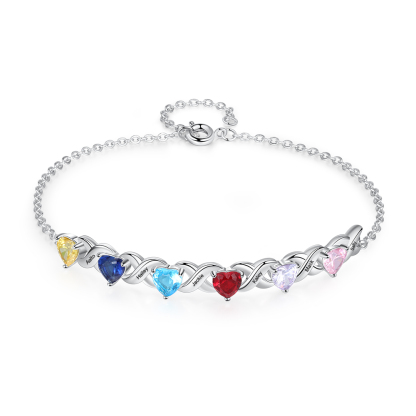 6 Birthstones Name Bracelet