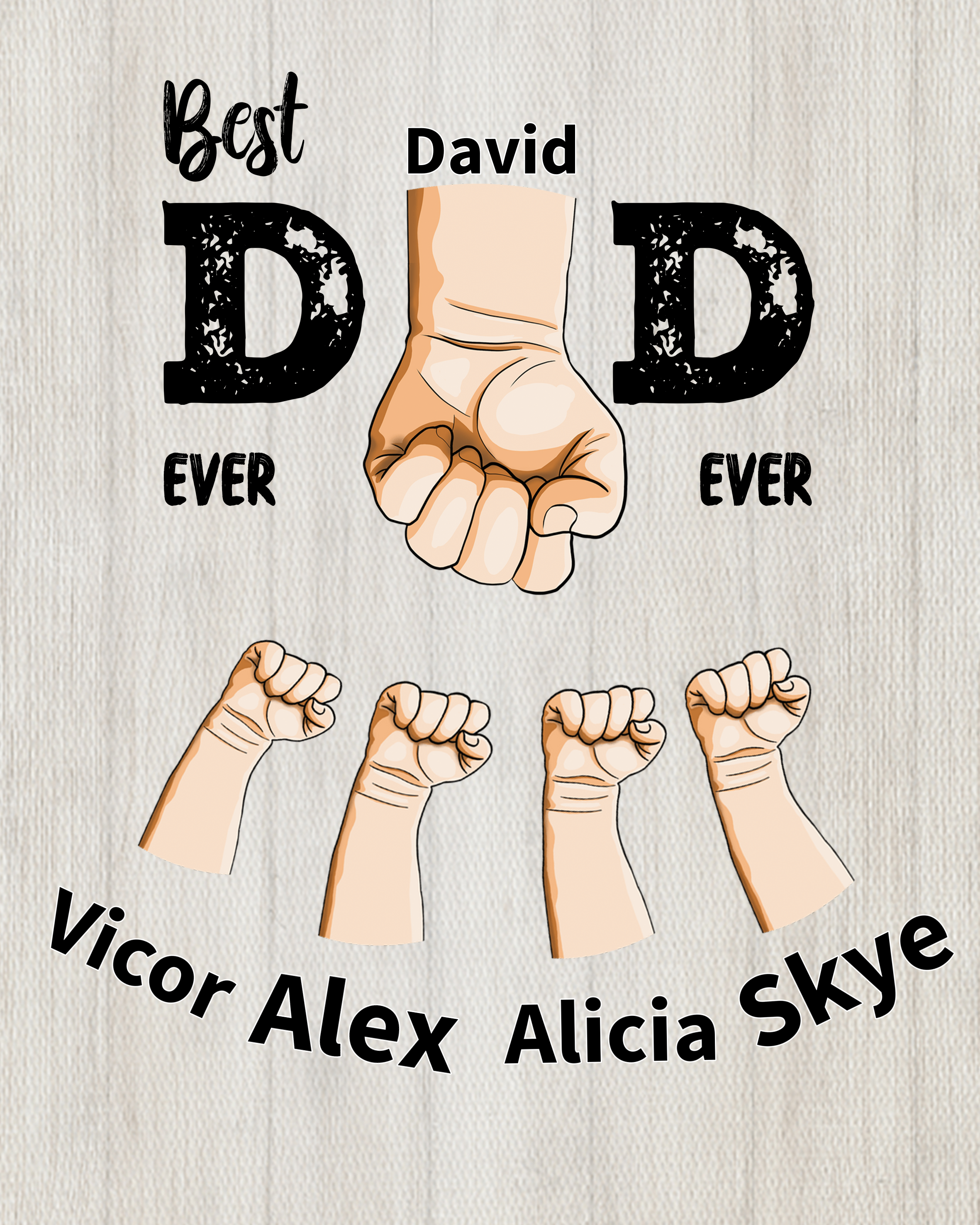 To My Dad - Personalized 2-12 Name Fist Wooden Frame Ornaments