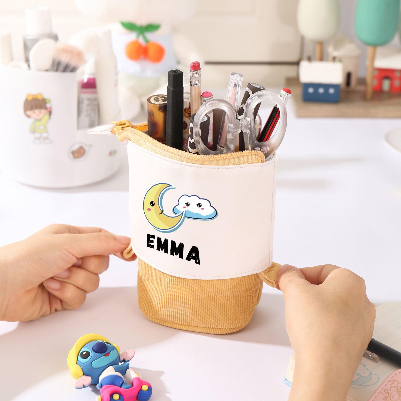 Personalized Moon Pencil Case Custom Name Pencil Case Back to School Gift for Boys/Girls