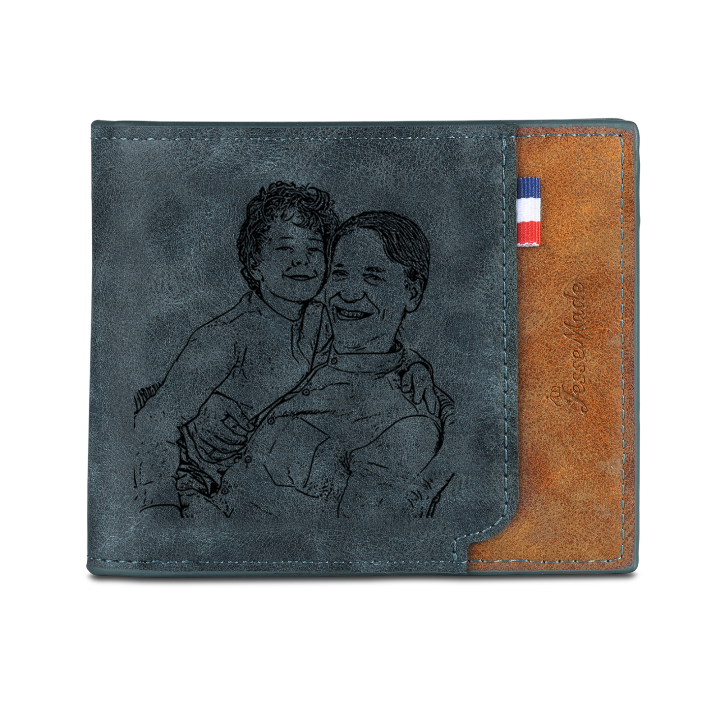 6 Names - Personalized Photo Custom Leather Men's Wallet as a Father's Day Gift for Dad