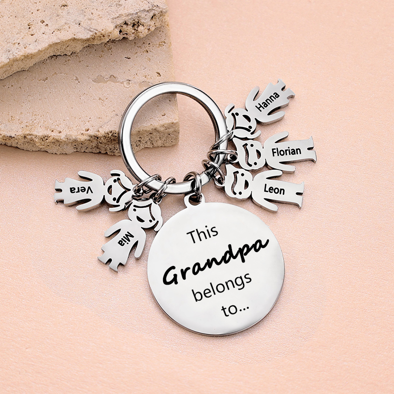 5 Names-Mom Belongs to...Custom Keychain with Name & Text