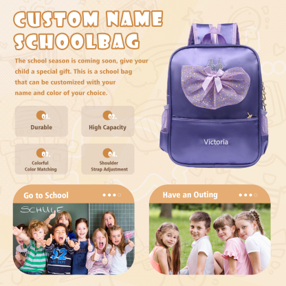 Personalized Name Band Princess Dress Accessories Satin Children Backpack Back To School Gift