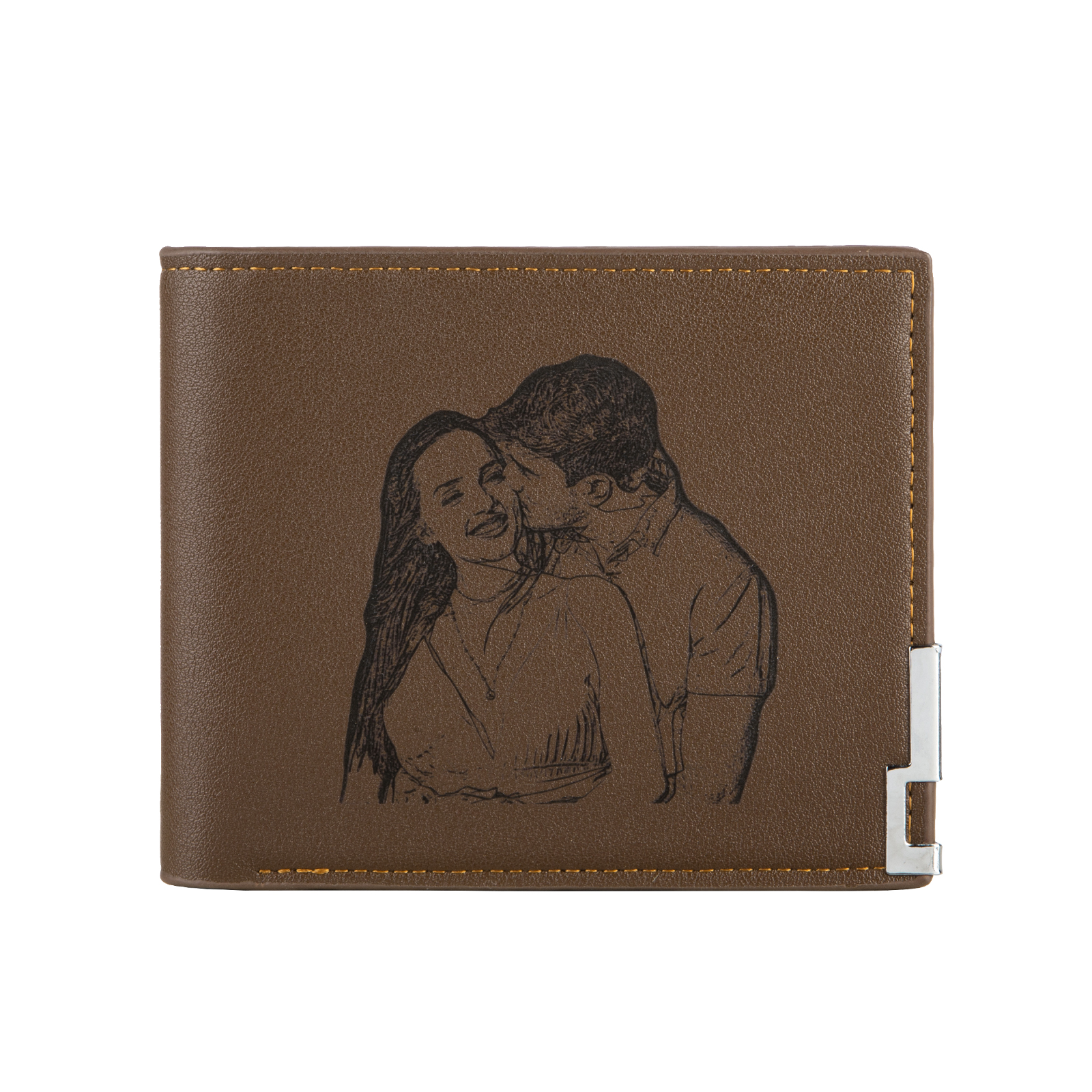 Personalized Leather Wallet Engraved Photo Folding Wallet Short Purse Love Gifts For Him