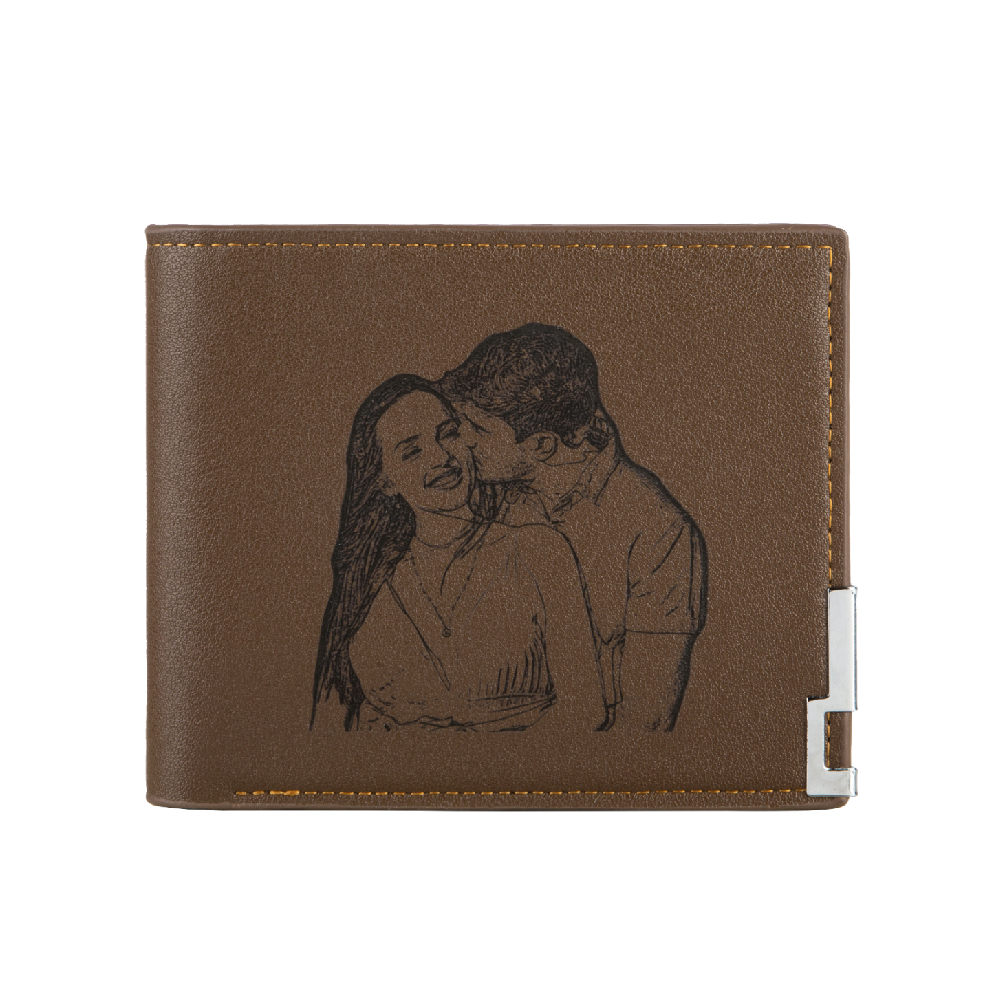 Personalized Leather Wallet Engraved Photo Folding Wallet Short Purse Love Gifts For Him