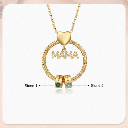 2 Names-Personalized Mom Necklace Set With  Premium Custom Necklace With 2 Birthstones Engraved Names Gift For Mom