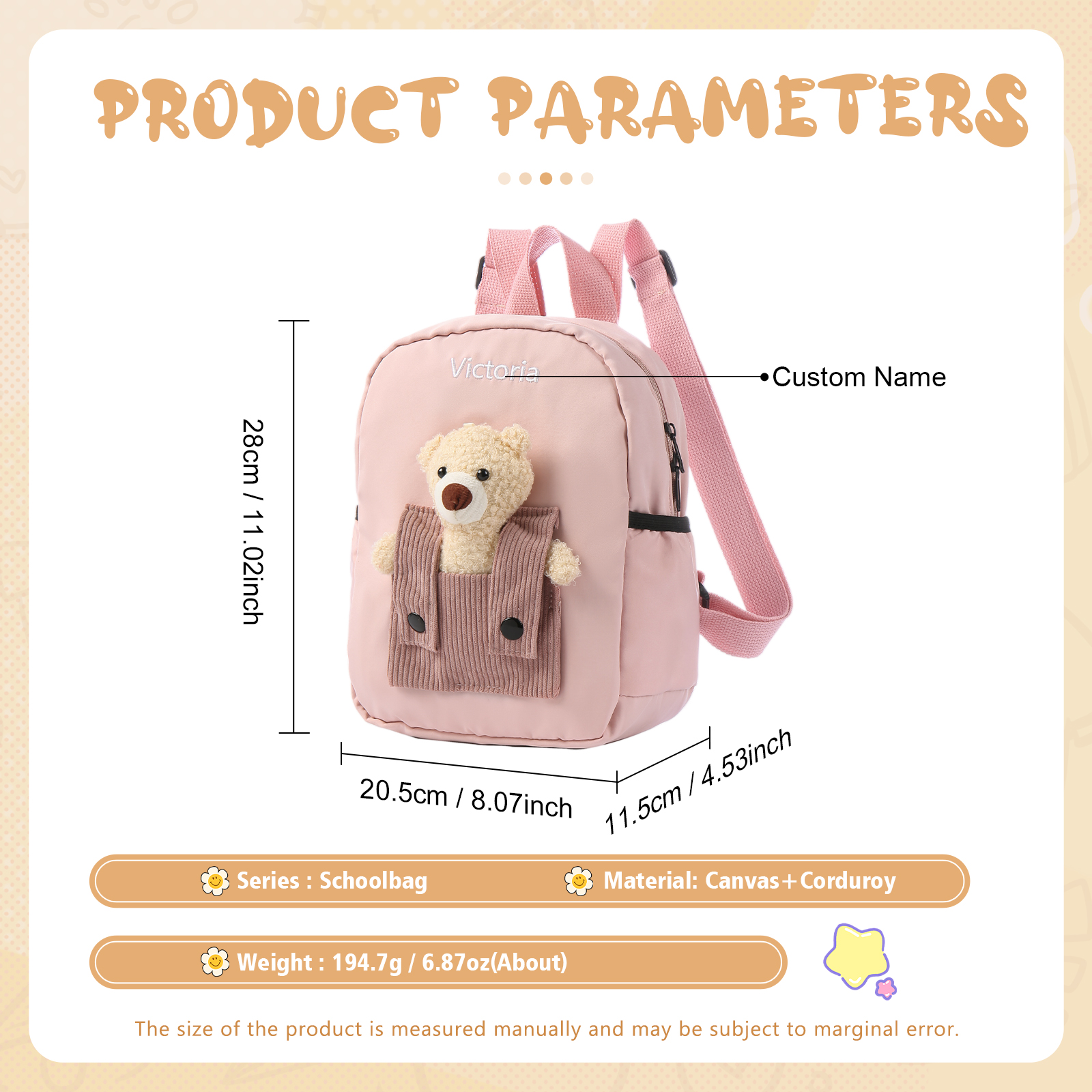 Personalized Custom 1 Letter and 3 Names Gift Set Custom Backpack and Pencil Case and Ruler Gift Set Back to School Gift for Daughter