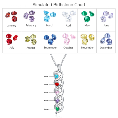 5 Names-Personalized Birthstones Necklace Set With Rose Gift Box-Custom Cascading Pendant Necklace Engraving 5 Names Gifts for Her