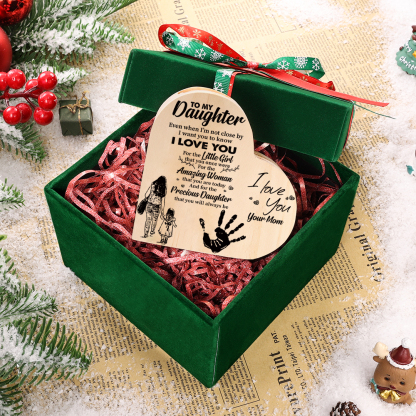 To My Daughter Wooden Heart Candle Holder "I love you"