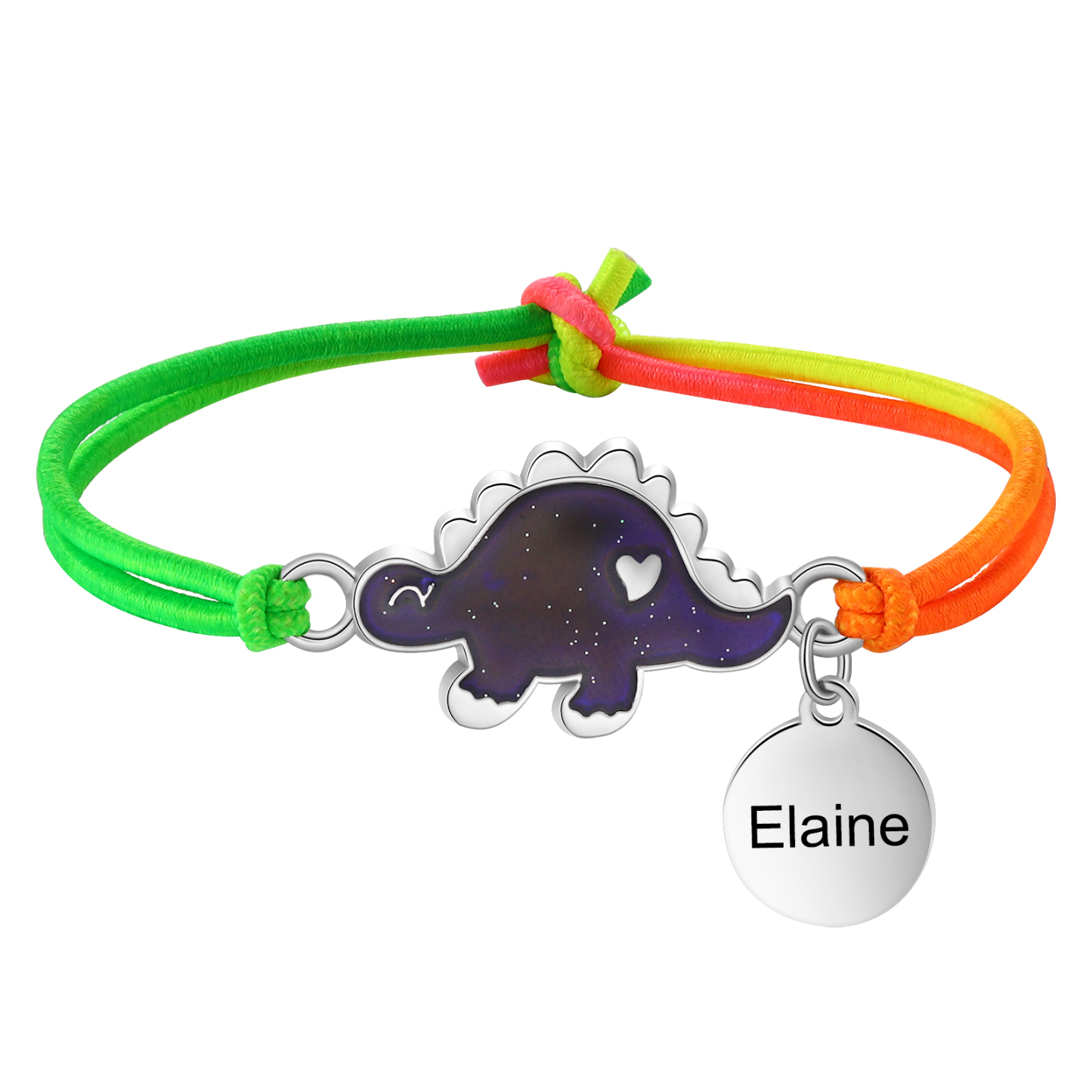 2 Pcs Personalized Name Color Changing Bracelets Cute Cartoon Animal Dinosaur Stretch Bracelet Set Back to School Gift for Girls