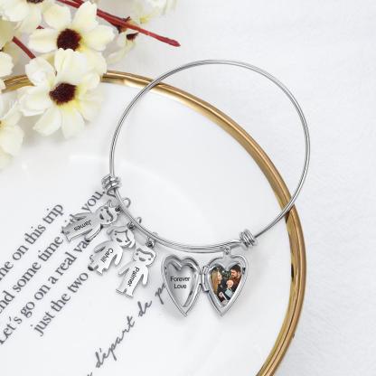 Personalized Heart Photo Locket Bracelet Custom Photo Bracelet Gifts For Mother