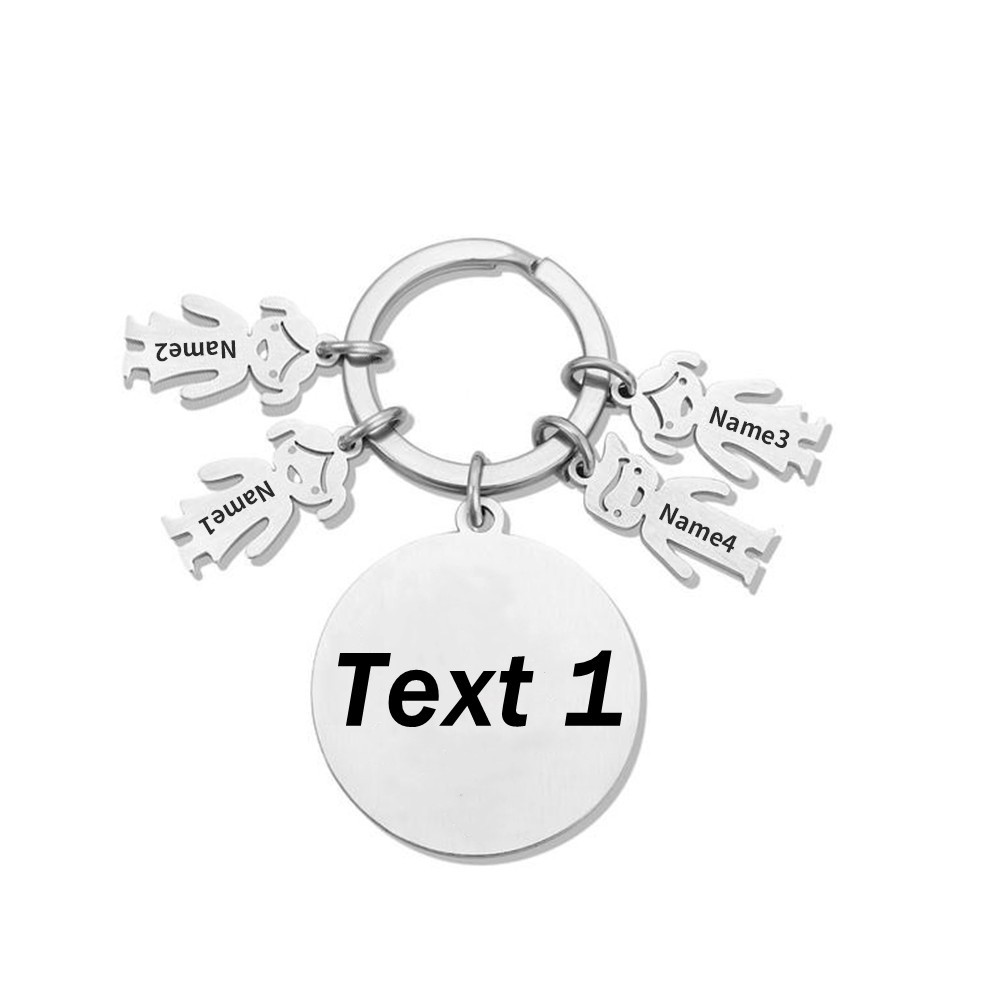 4 Names-This Mom Belongs to...Custom Keychain with Name & Text