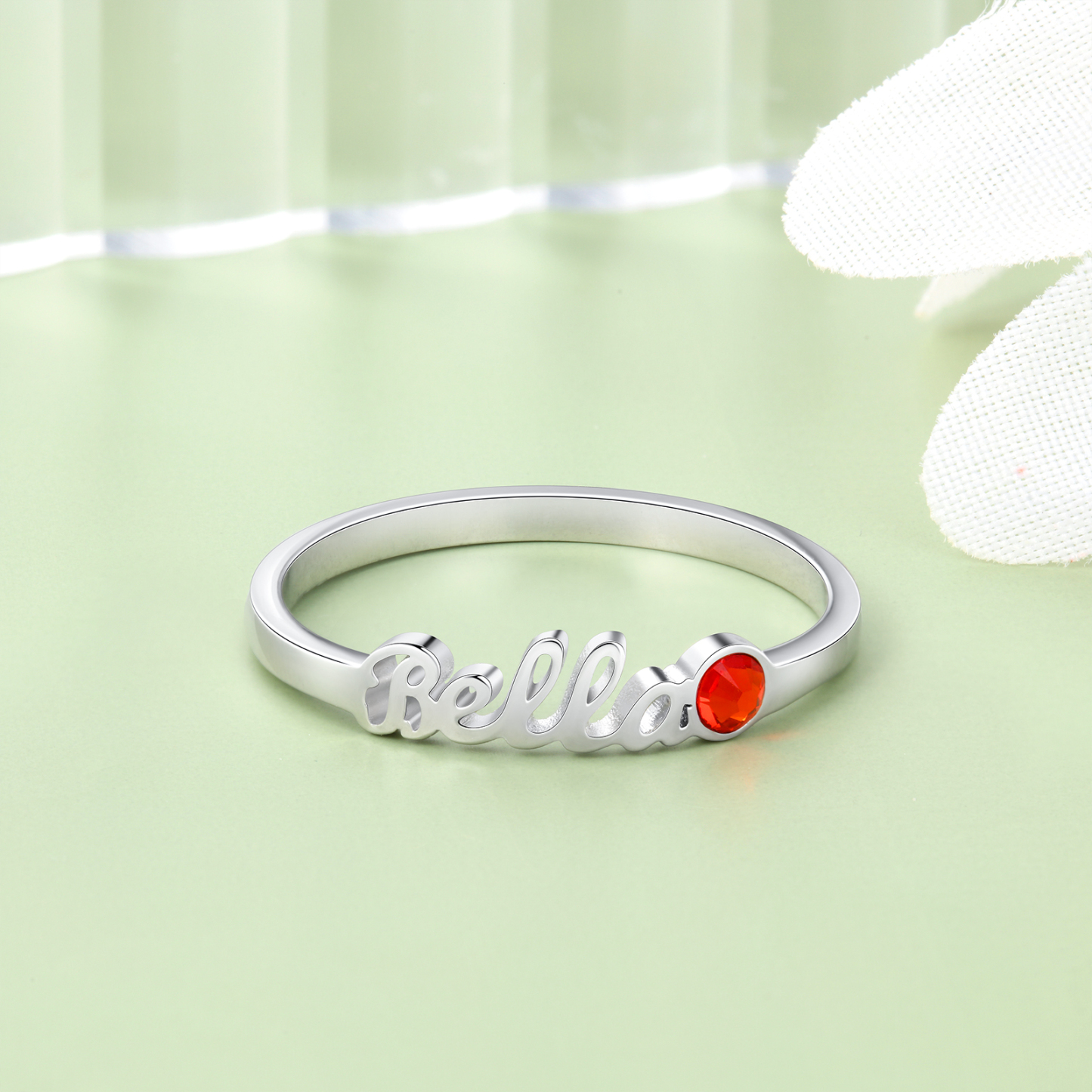 Personalized Birthstone Ring Custom 1 Name Ring Best Gift For Women