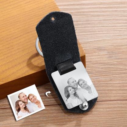Jessemade Leather Key Fob Custom photo keychain  Gift for boyfriend picture key chain  key fob leather Calendar
