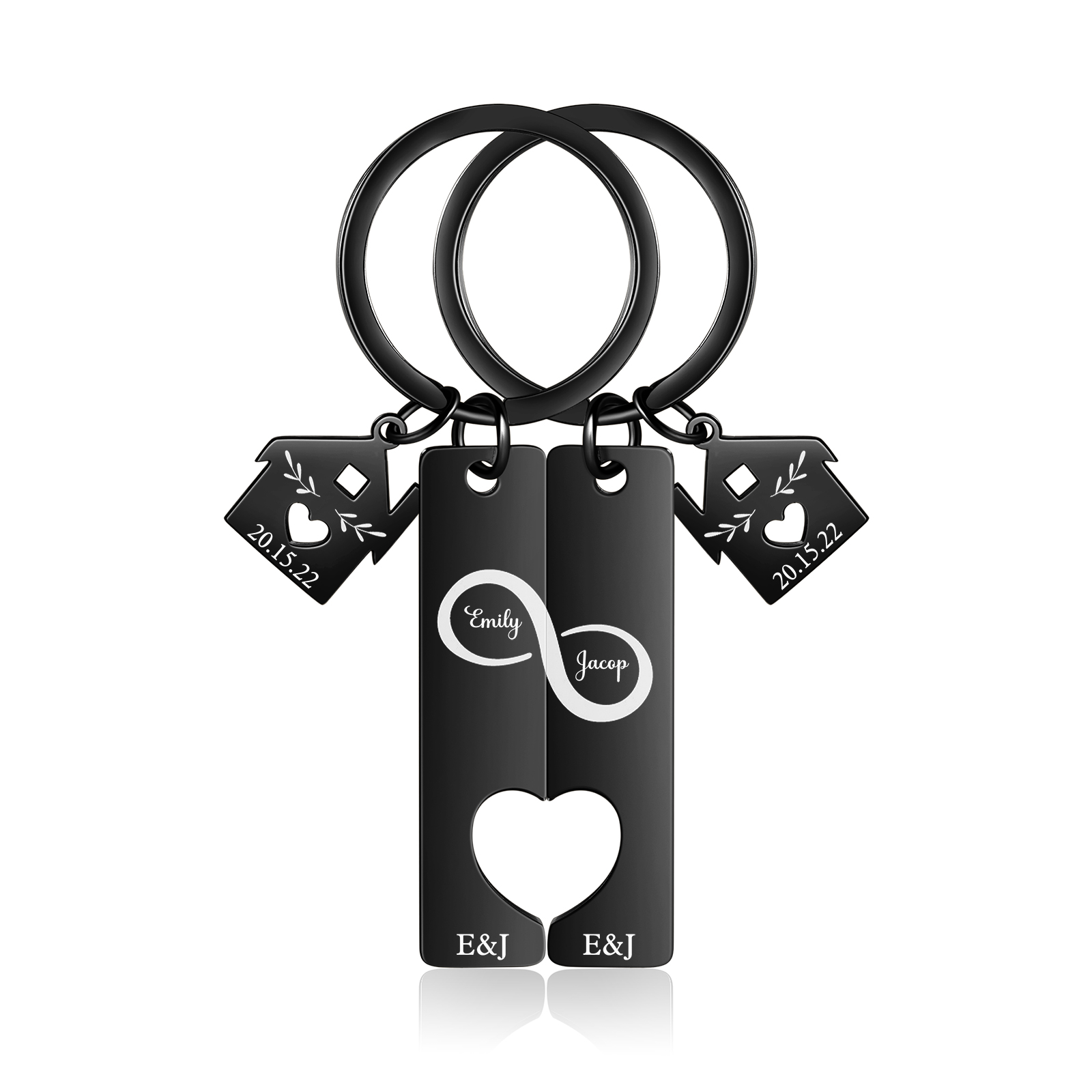 Personalized Letter Infinite Puzzle Couple Keychain Engrave Date Matching Couple Gifts, Special Gift For Him/Her