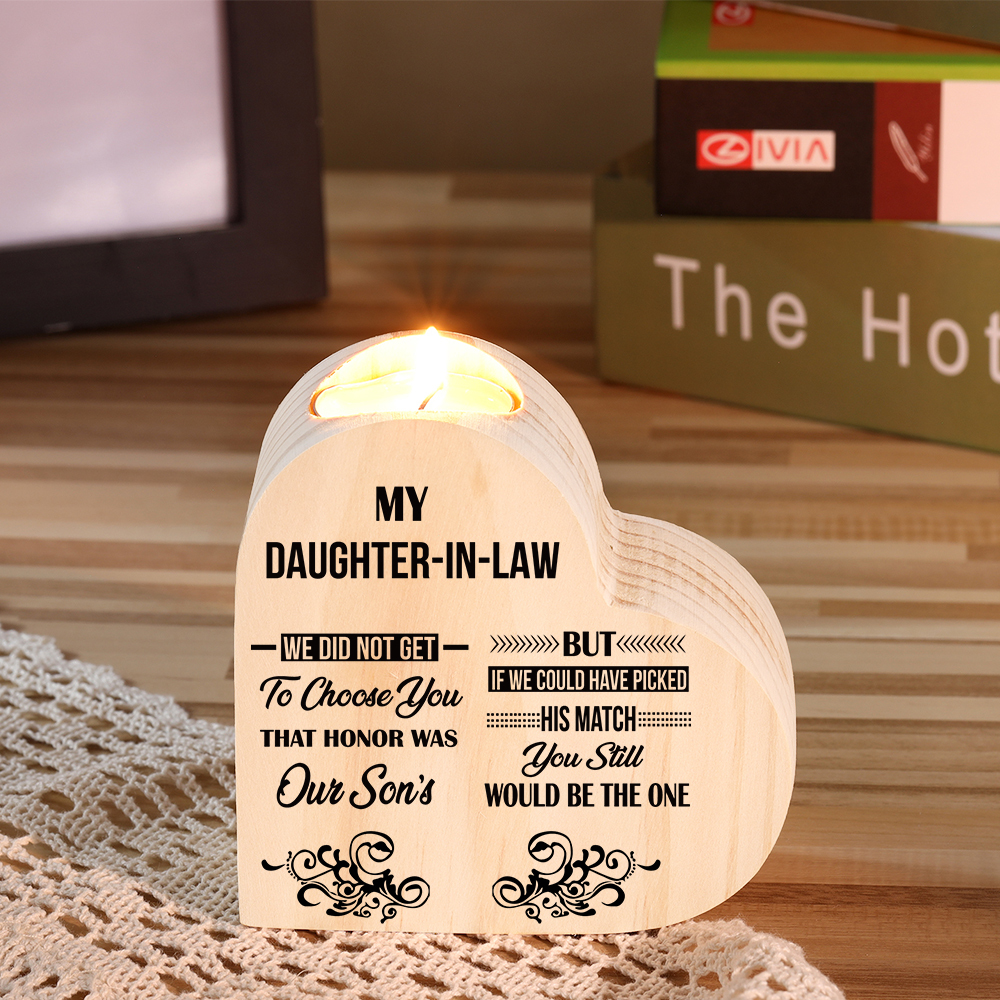 To My Daughter-in-law Wooden Heart Candle Holder "We did not get to choose you" Gifts For Daughter
