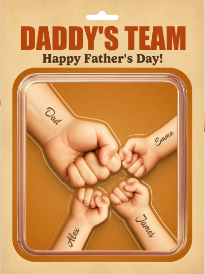 DADDY‘S TEAM - Funny Custom Father's Day Acrylic Plaque – Personalized Gift for Dad with Kids | Jessemade