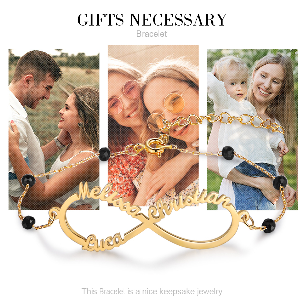 Personalized Infinity Bracelet Custom 3 Names Bracelet Gift For Women | Jessemade