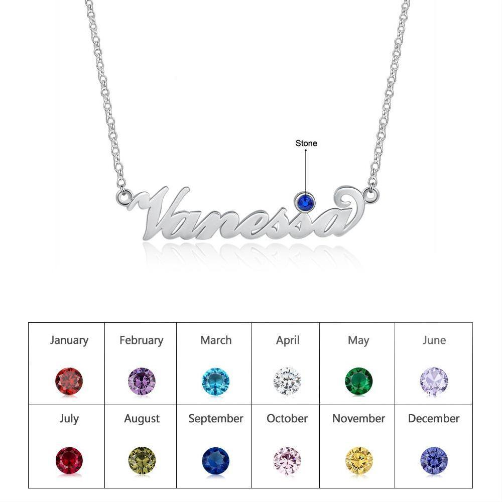 Custom Birthstone Name Necklace