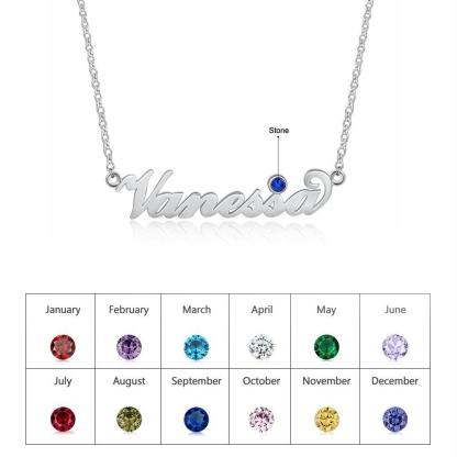Custom Birthstone Name Necklace