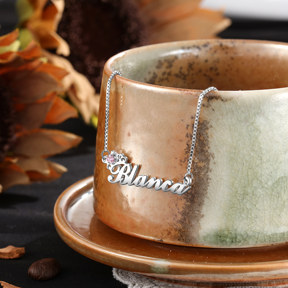 Personalized Necklace With Birthstone Custom 1 Name Necklace Gift For Her | Jessemade