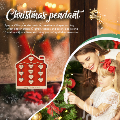 10 Names-Personalized Family Wooden Christmas Xmas Tree Decoration Ornament-Custom 10 Names And Year Hanging Ornament Gifts For Family