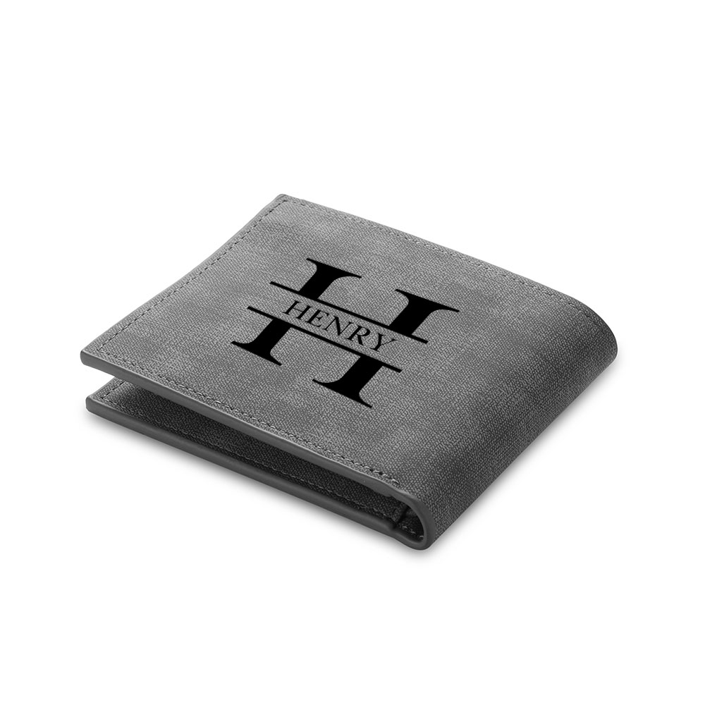 Personalized Leather Wallet Engraved Photo Short Purse Custom Folding Wallet Gifts For Grandpa