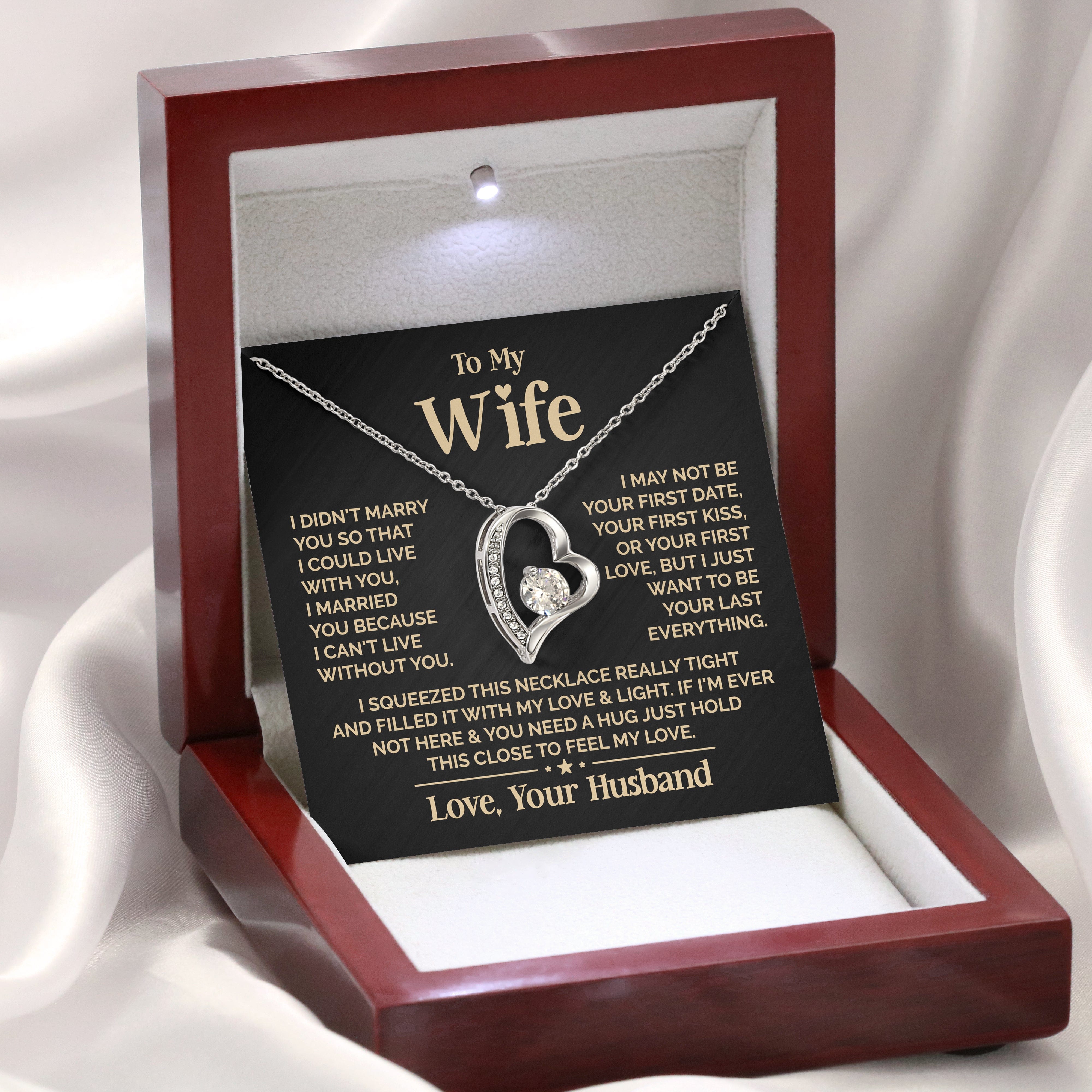 Heart Shaped Women's Necklace with "To My Wife" Message - Valentine’s Day Gifts for Wife | Jessemade