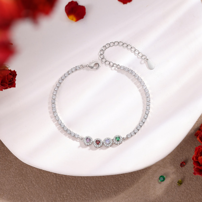 Personalized Birthstone Tennis Bracelet with 2–5 Stones