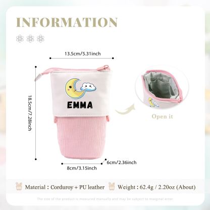 Personalized Moon Pencil Case Custom Name Pencil Case Back to School Gift for Boys/Girls