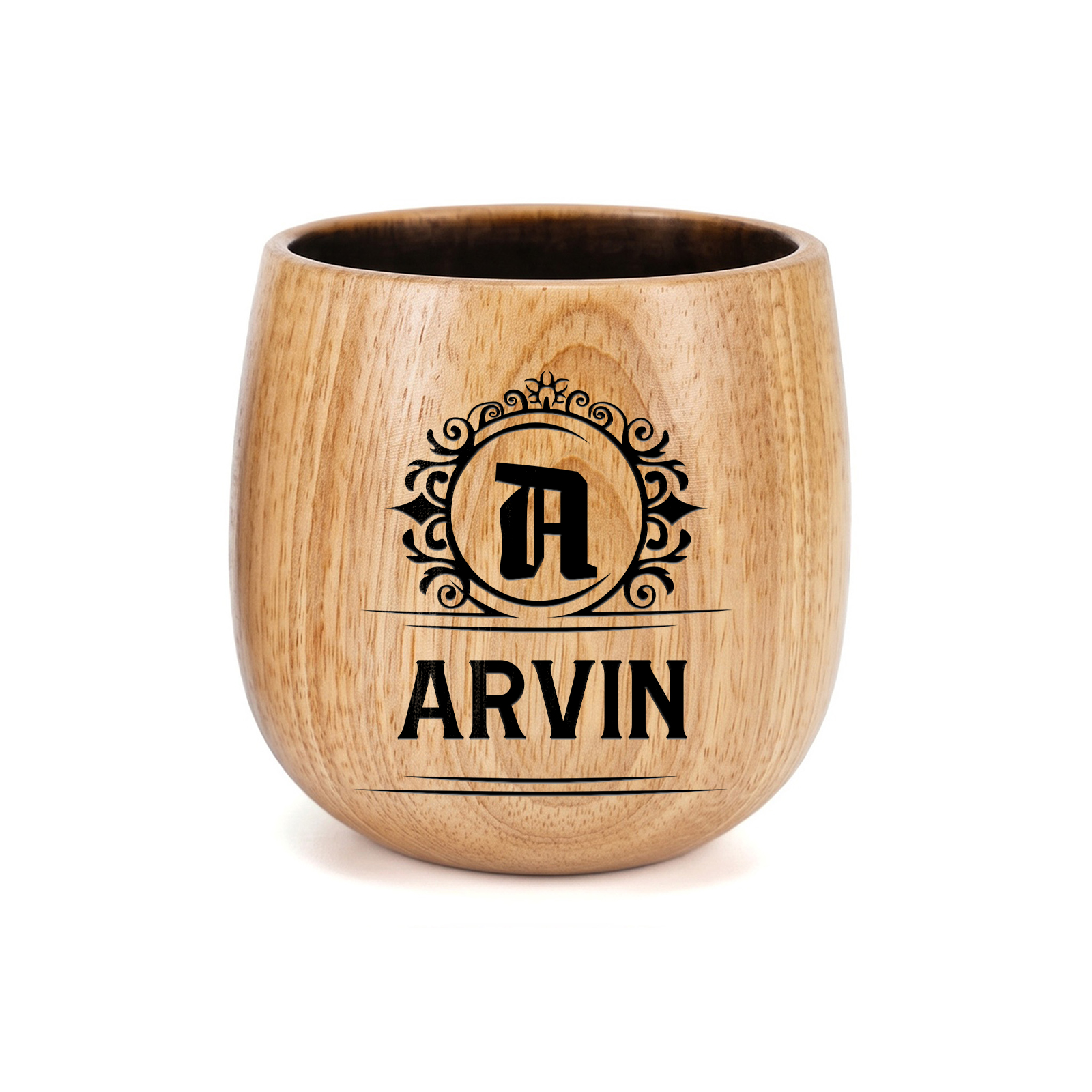 Personalized Wooden Whiskey Tumbler Engraved Name Cup for Dad or Grandpa