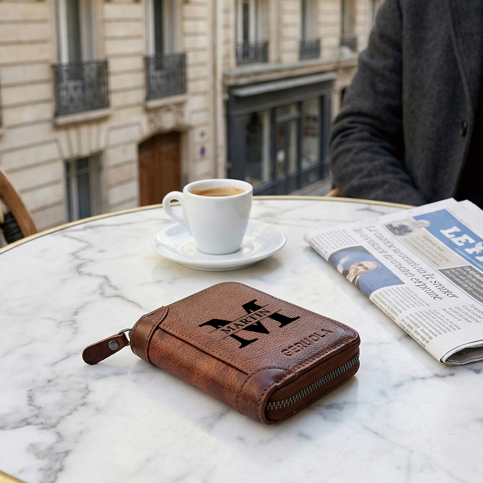 Personalized Genuine Leather Zip Card Holder Multiple Compartments with 9 Designs to Choose From