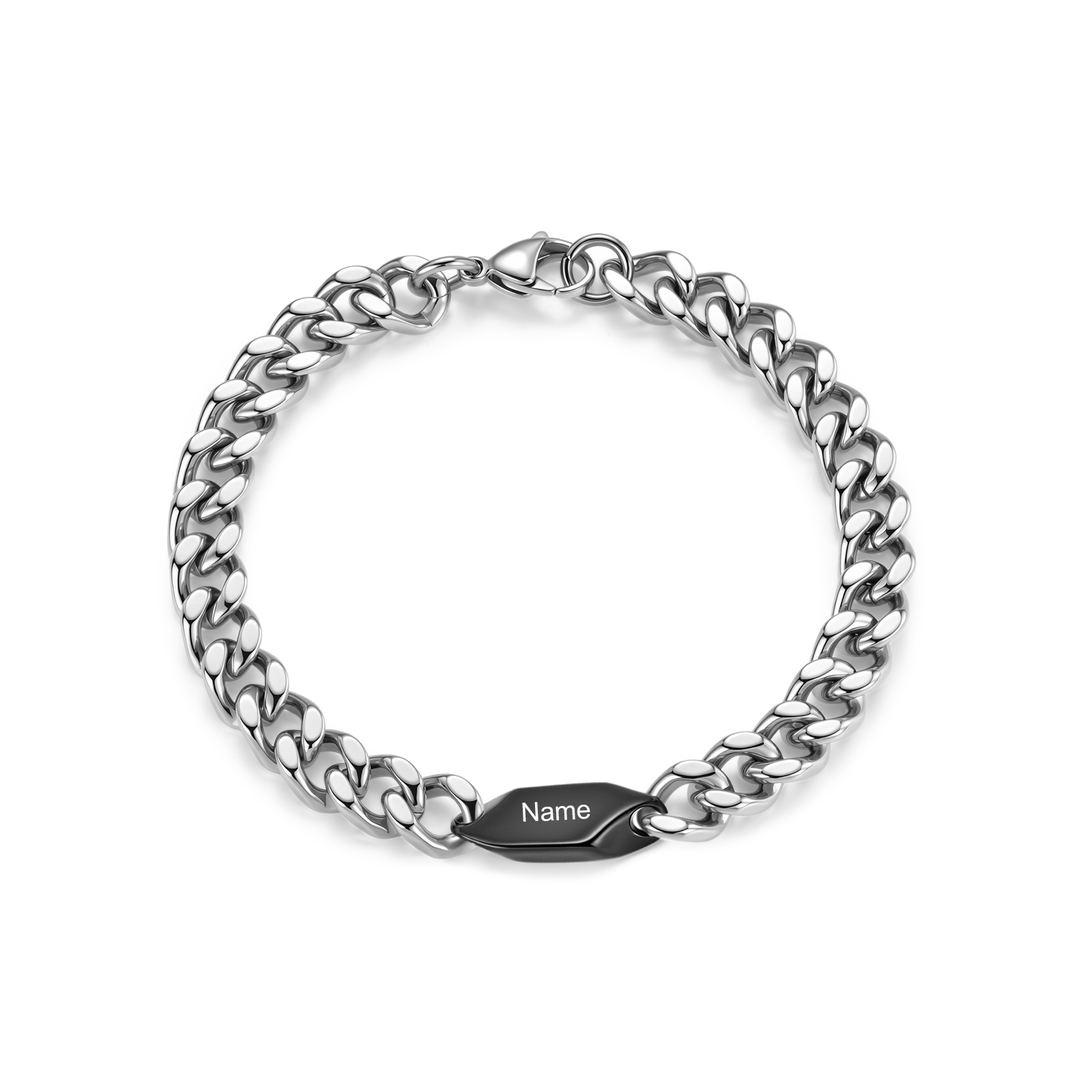 Personalized Stainless Steel Curb Chain Bracelet Custom With 1-5 Engraved Names Gift For Dad Husband Family