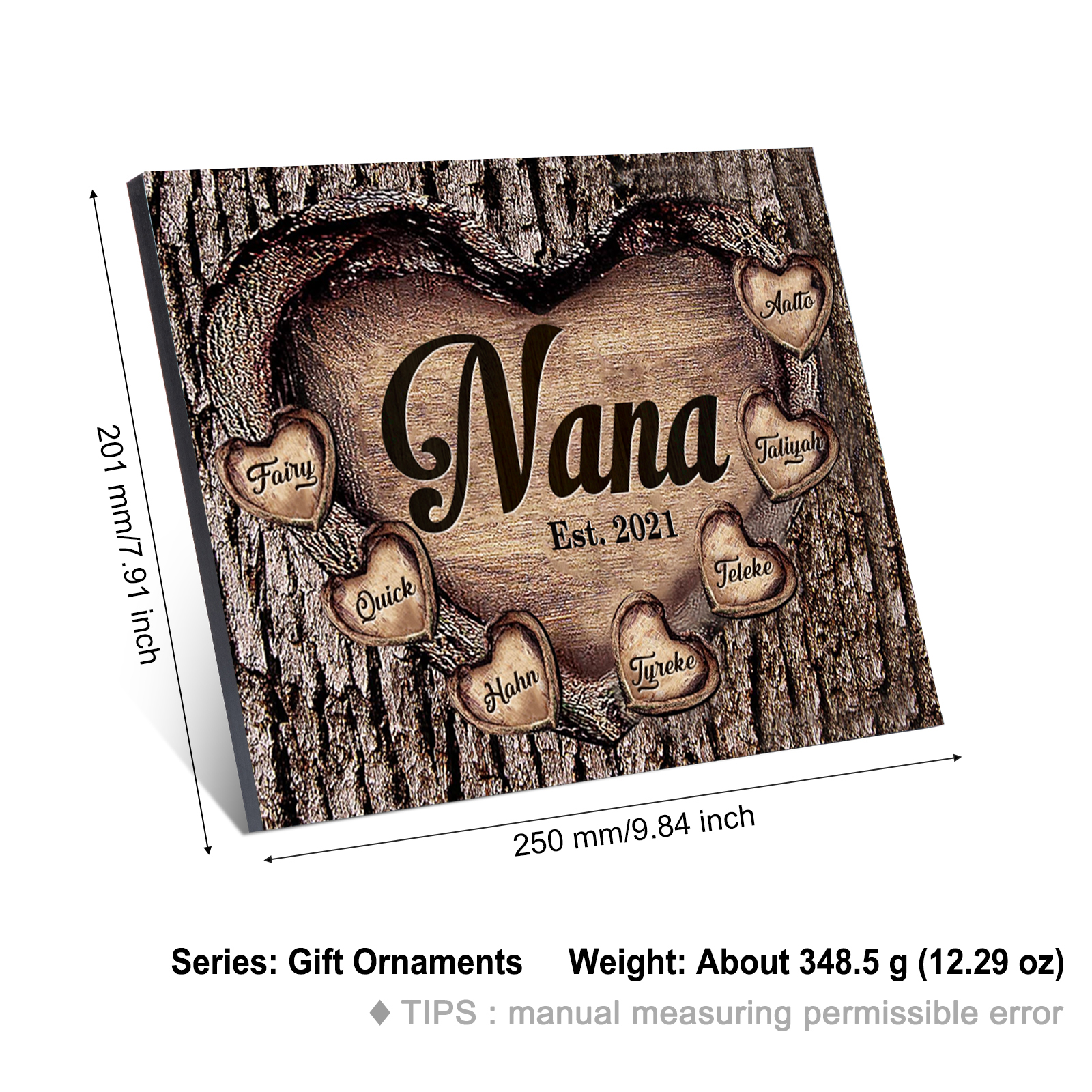 7 Names-Personalized Nana Wooden Ornament Custom Text And Date Home Decoration for Family