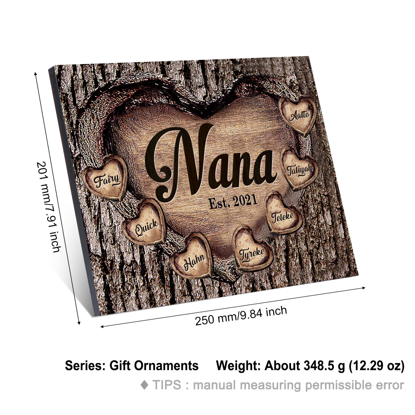 7 Names-Personalized Nana Wooden Ornament Custom Text And Date Home Decoration for Family
