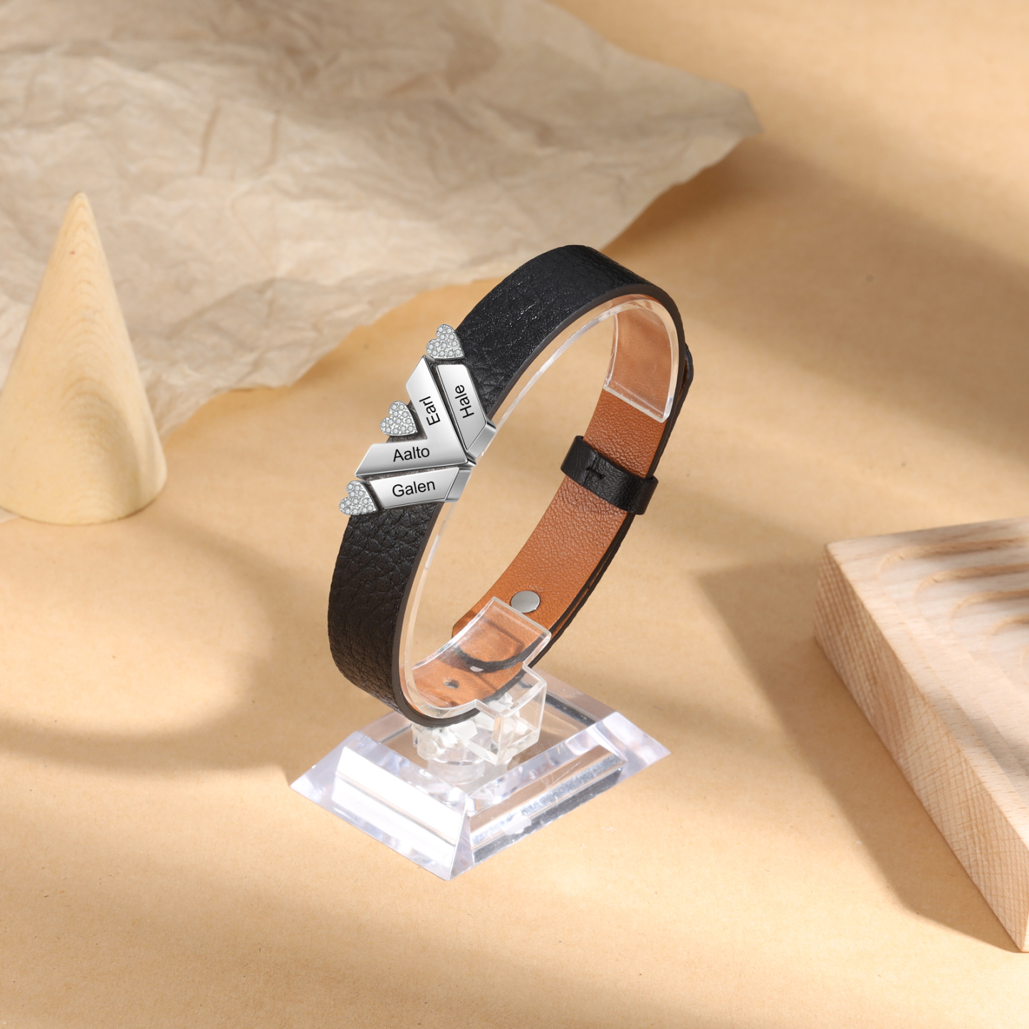 Braided Leather Custom 4 names Men's Bracelets For Him Best Gift For Him